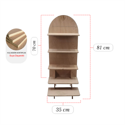 Ahşap Takı Stantı, Huş Marin Stant Katlanabilir ve Taşınabilir Stand Orta