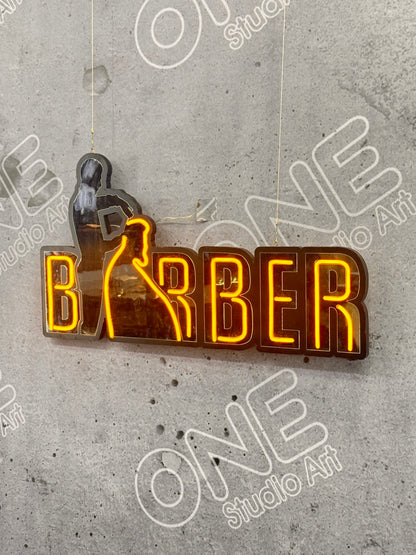 Berber Saç Kesen Neon Led Tabela