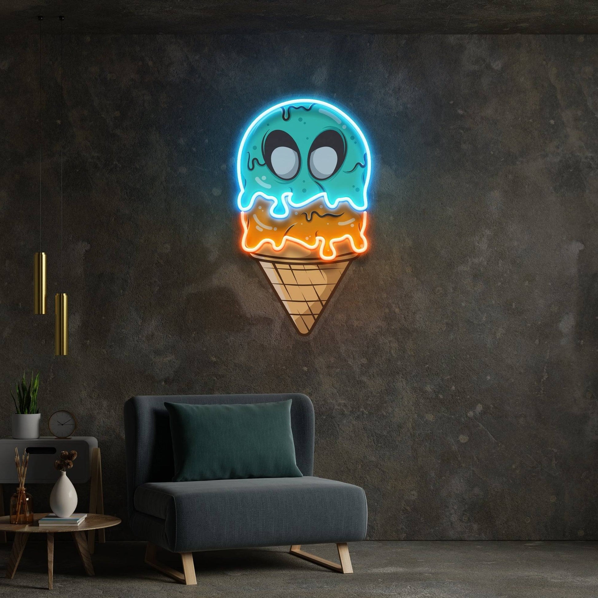 Ice Cream Zombie Isolated Artwork Led Neon Sign Light - OneStudio