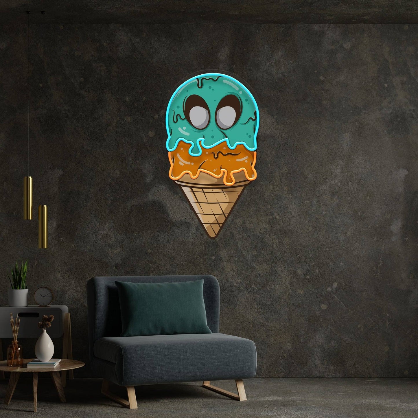 Ice Cream Zombie Isolated Artwork Led Neon Sign Light - OneStudio