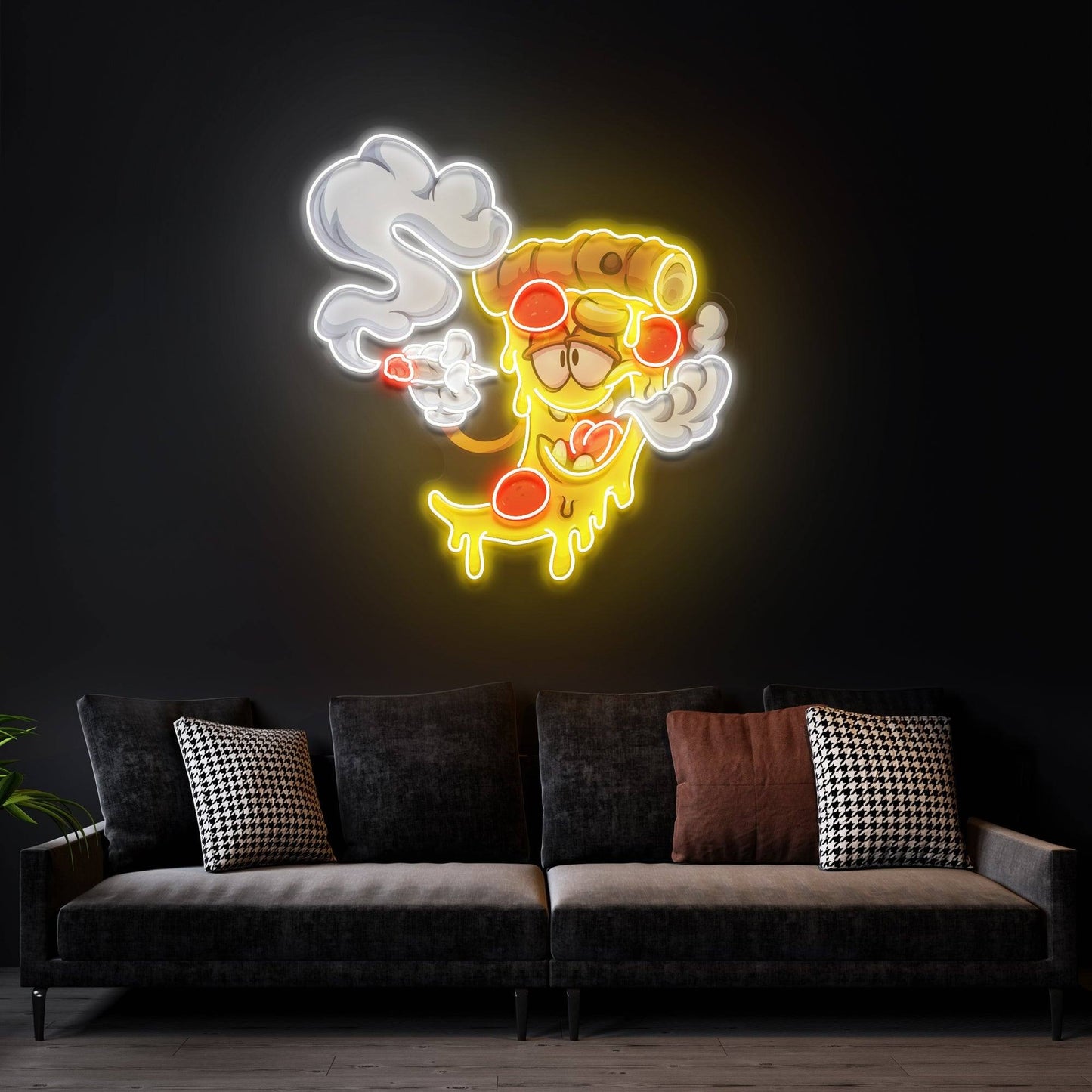 Pizza Slice Cartoon Artwork Led Neon Sign Light - OneStudio