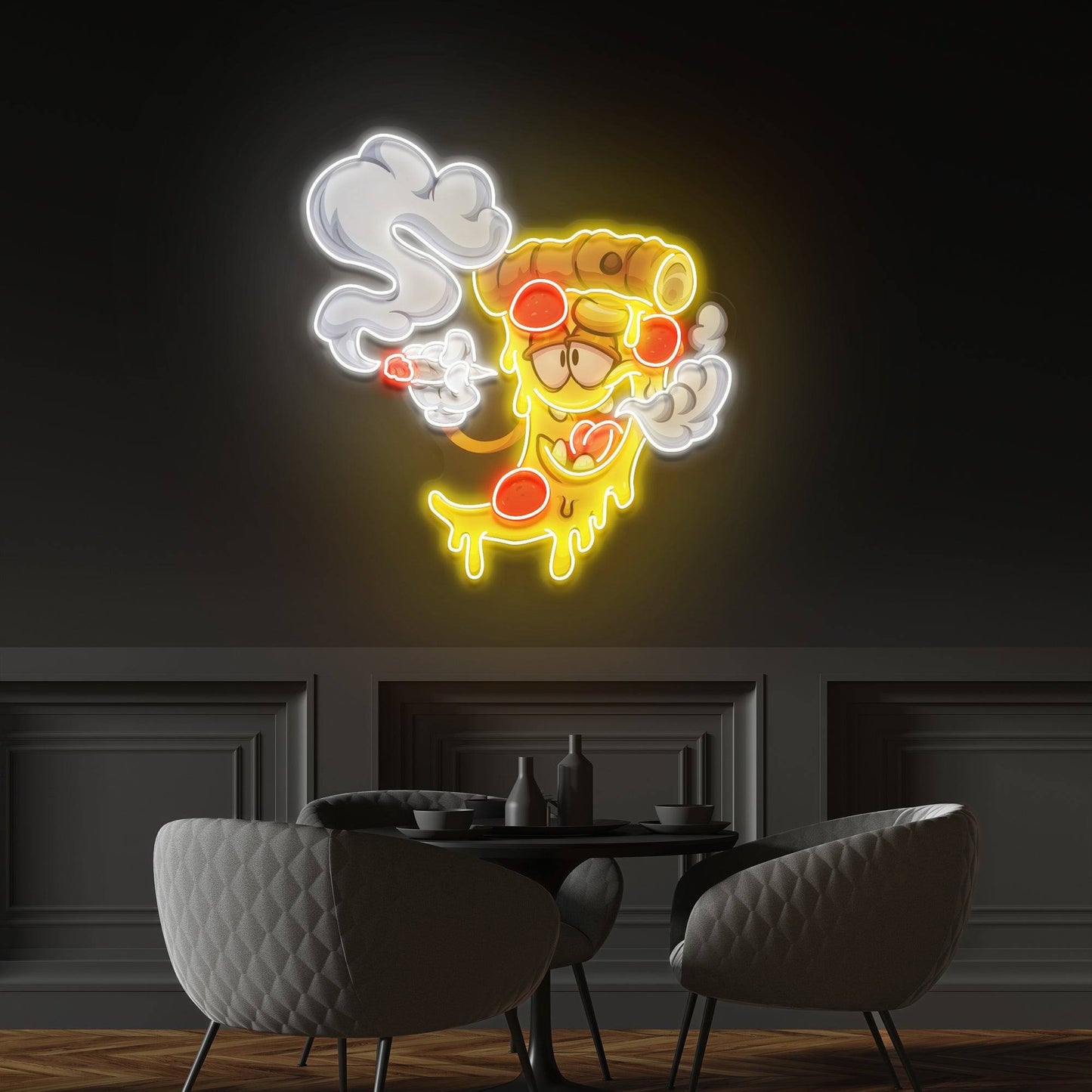 Pizza Slice Cartoon Artwork Led Neon Sign Light - OneStudio