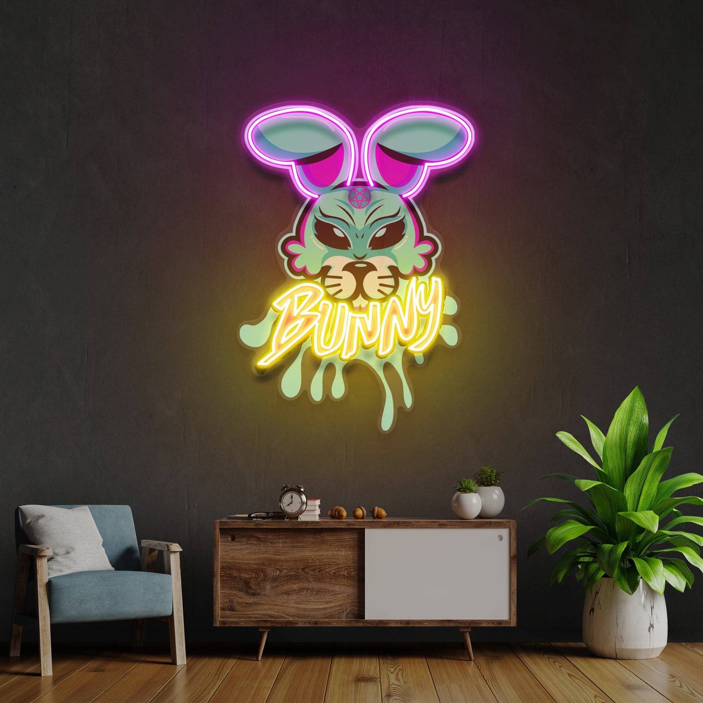 Bunny Gangsta Artwork Led Neon Sign Light - OneStudio