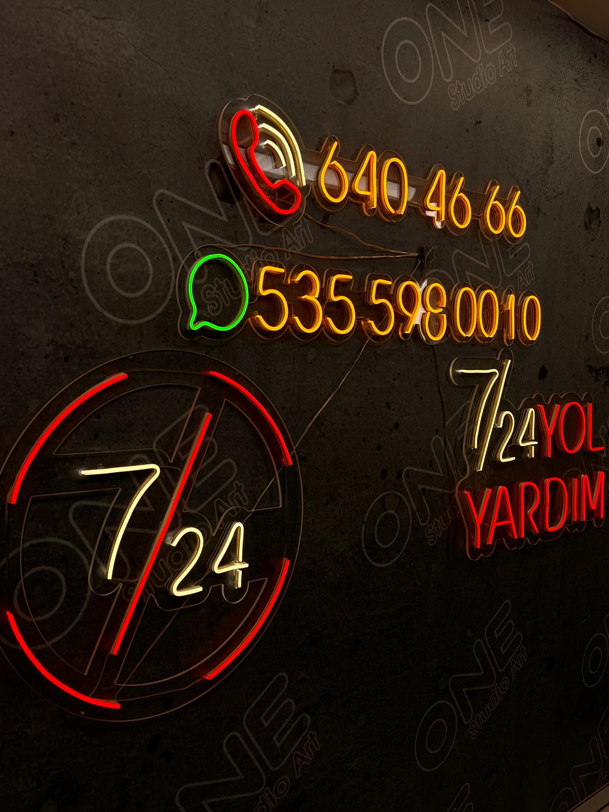 7/24 Yol Yardım Neon Tabela