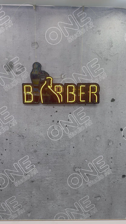 Berber Saç Kesen Neon Led Tabela